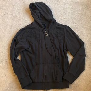 Black Monarchy Zip Up Hoodie! Size Large